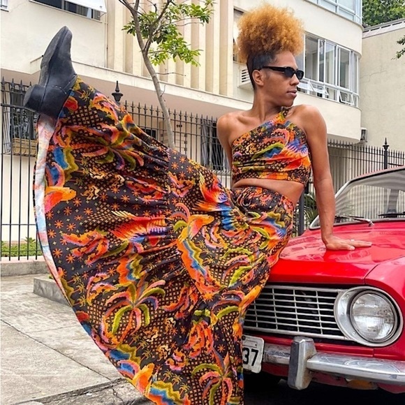 NWT FARM RIO Linen Tropical Faux Embroidery Sleeveless One Shoulder Crop Top S - Picture 3 of 16